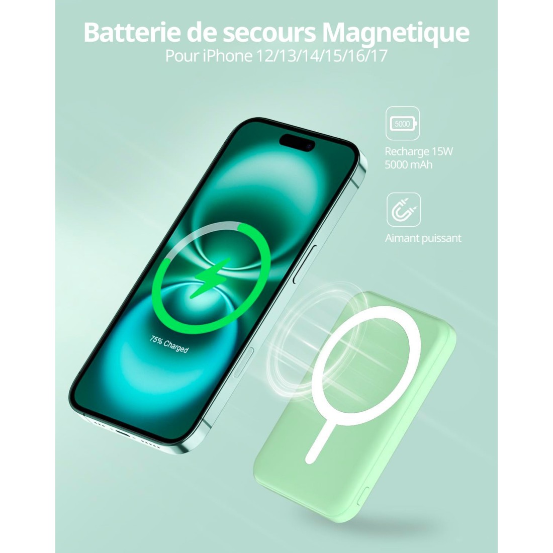 Batterie de secours MagSafe 5000mah charge rapide