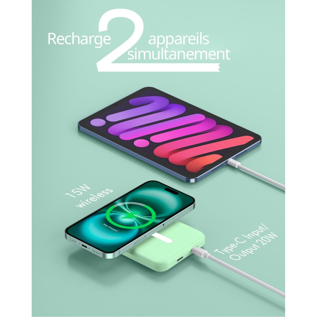 Batterie de secours MagSafe 5000mah charge rapide