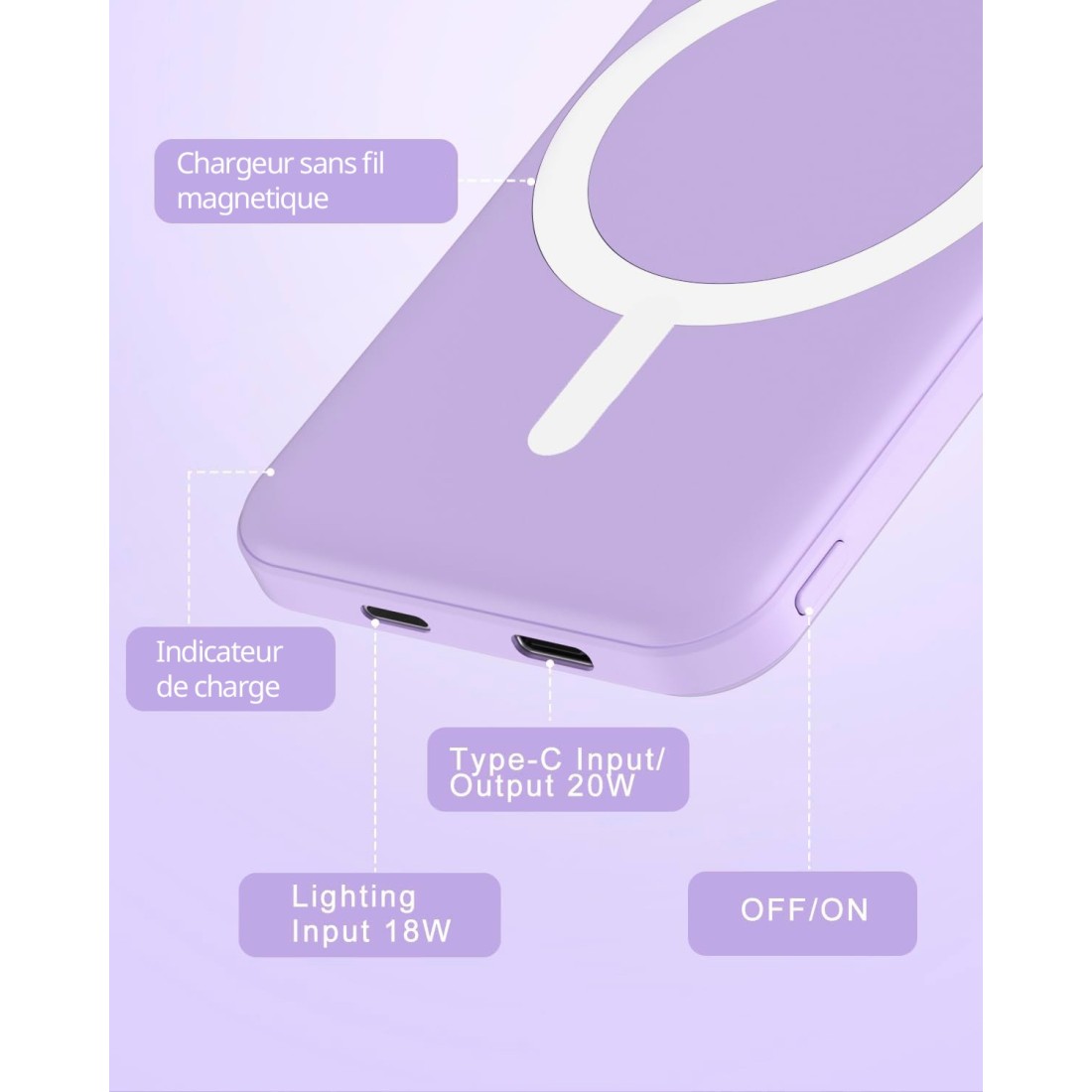 Batterie de secours MagSafe 5000mah charge rapide