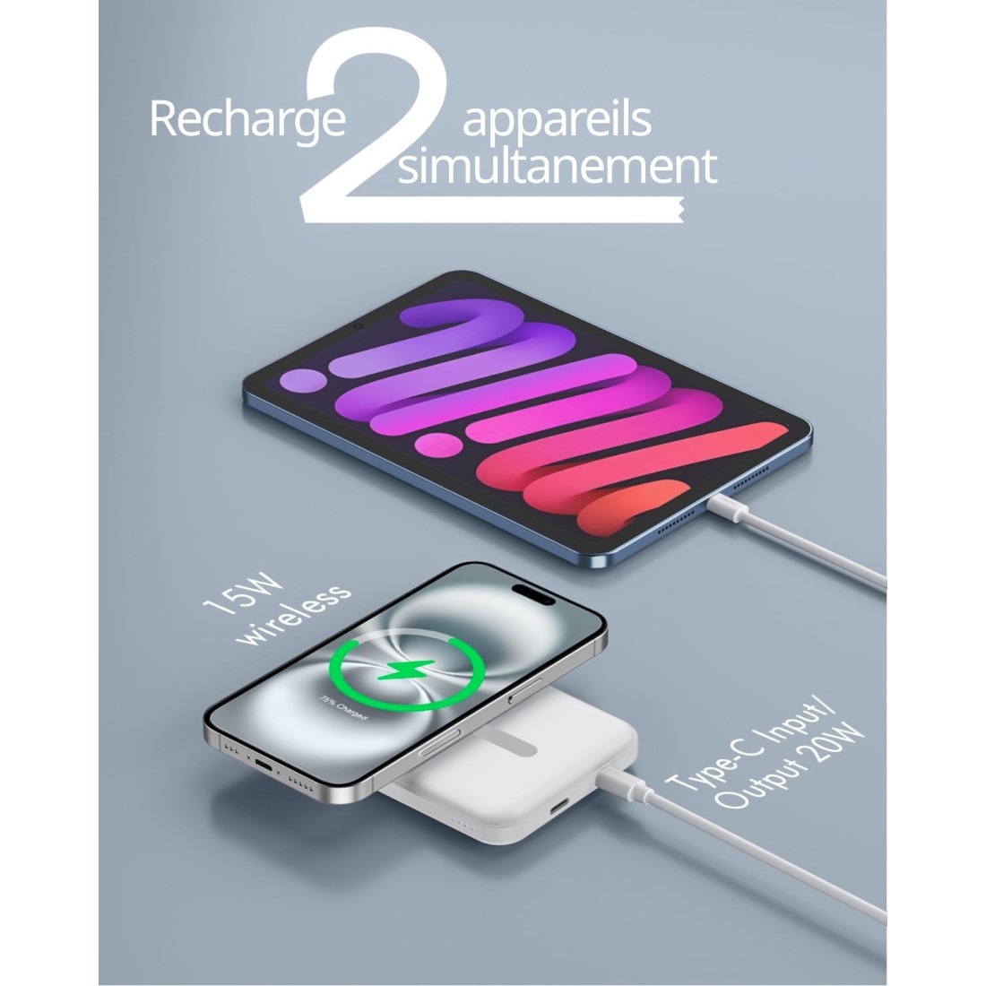 Batterie de secours MagSafe 5000mah charge rapide