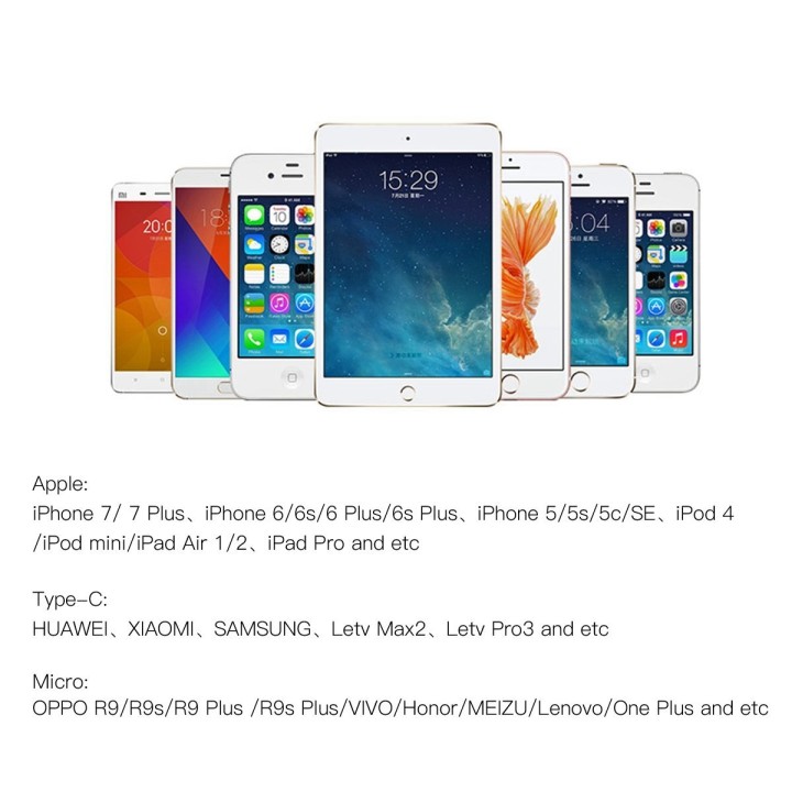 Câble 3 en 1 Moxie Lightning / Micro-USB / Type-C  en Nylon tressé