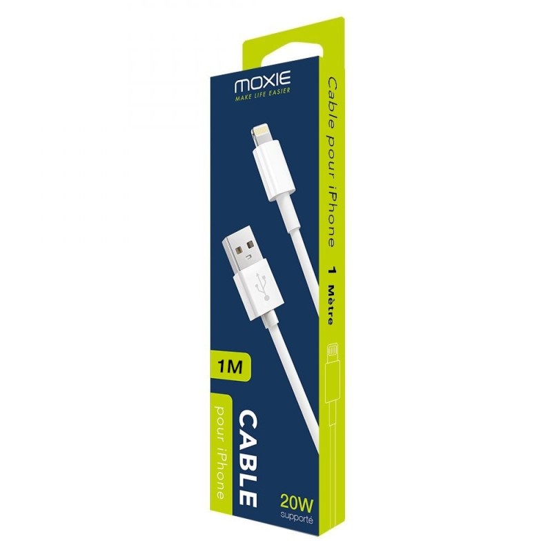 Câble data Moxie Blanc lightning 1 mètre