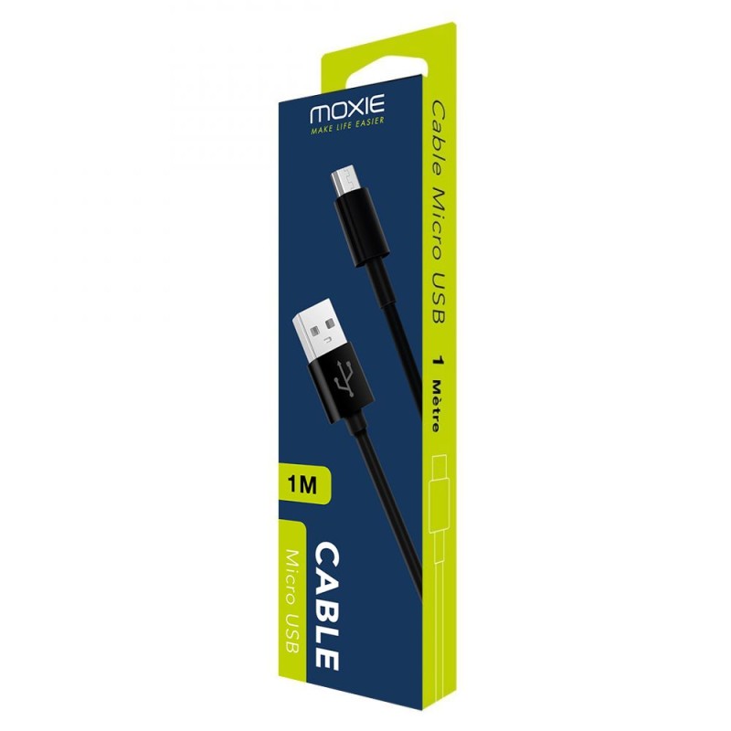 Câble data Moxie Micro-USB 1 mètre - Noir