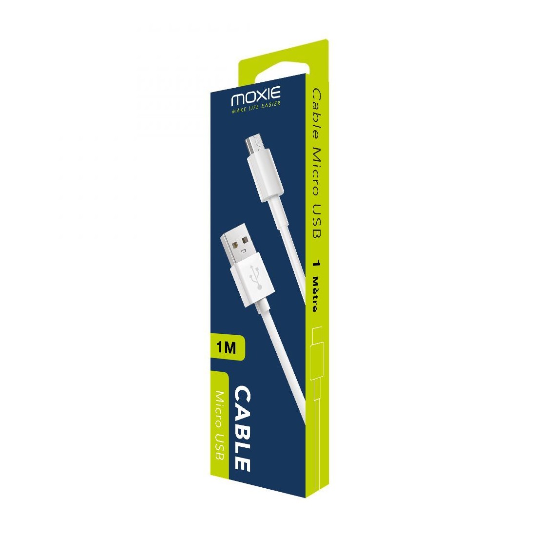 Câble data Moxie Micro-USB 1 mètre - Blanc