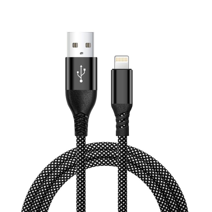Cable en Nylon ultra résistant embouts renforcés USB-A/Lightning
