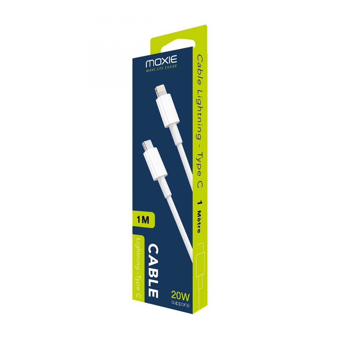Câble de charge Moxie Type C vers lightning compatible Fast Charge
