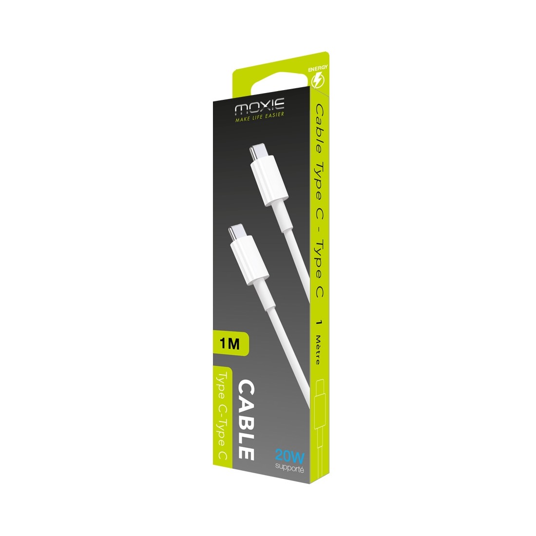 Câble de charge Moxie  Type C vers Type C compatible Power Delivery