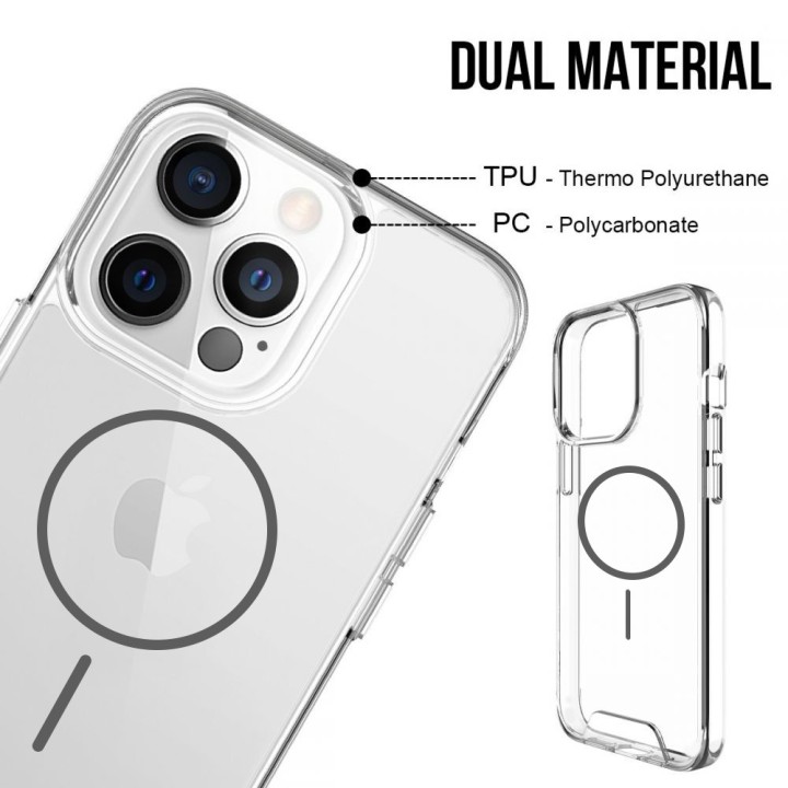 Coque de protection renforcée transparente magsafe pour iPhone