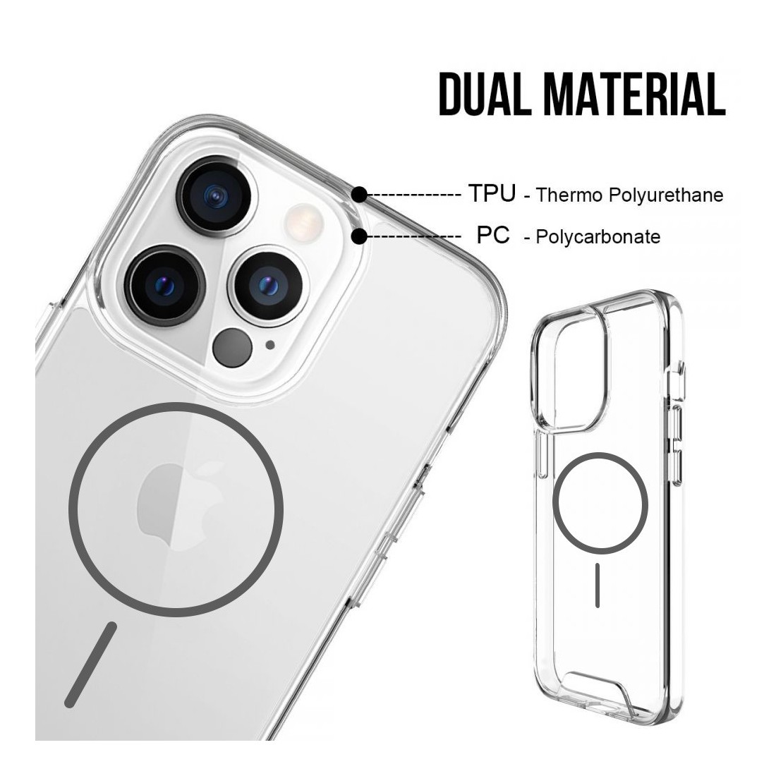 Coque de protection renforcée transparente magsafe pour iPhone