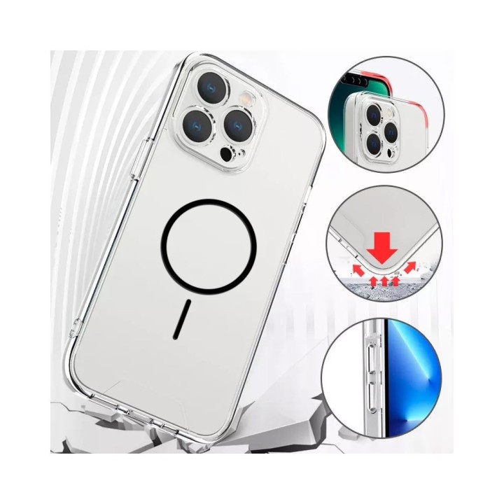 Coque de protection renforcée transparente magsafe pour iPhone