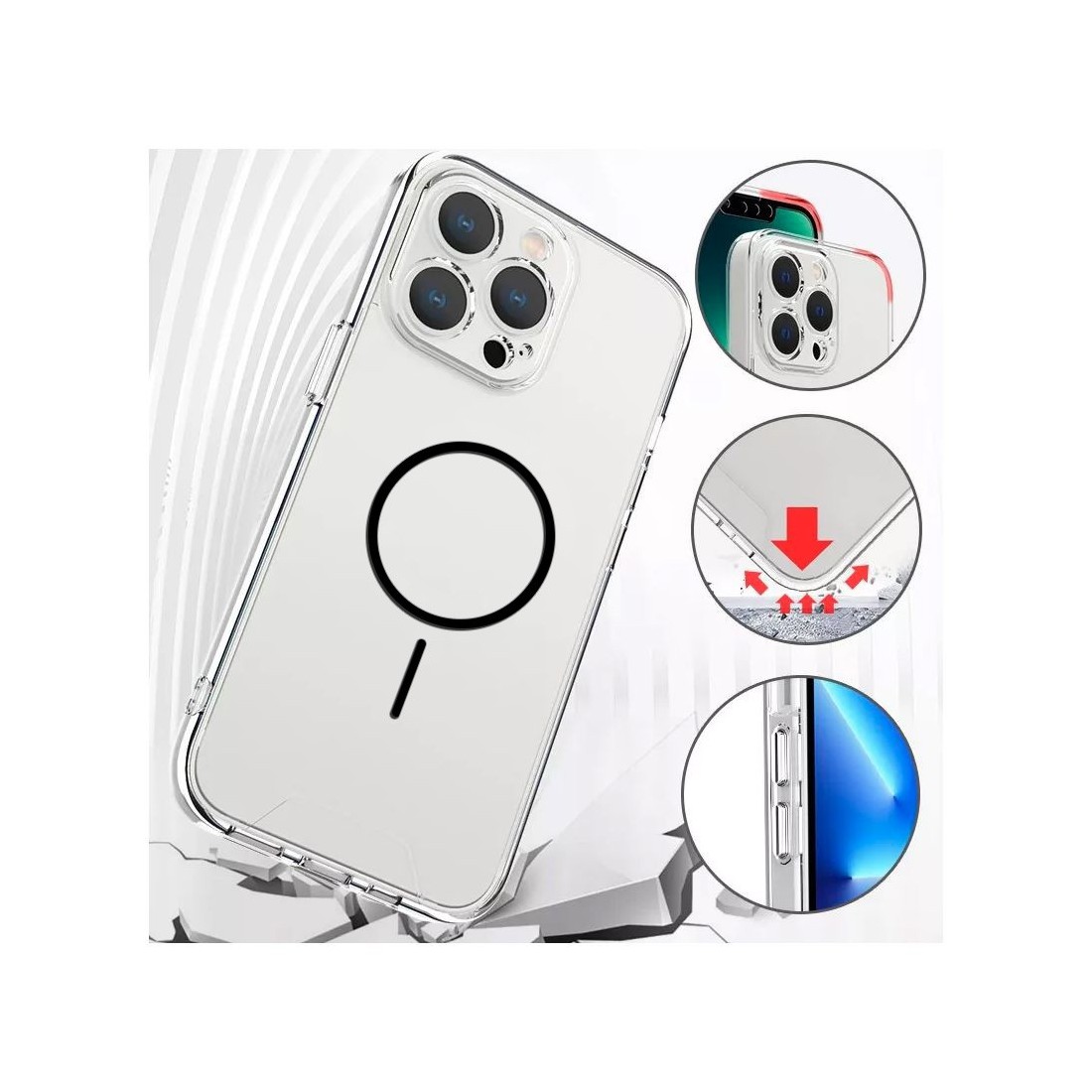Coque de protection renforcée transparente magsafe pour iPhone