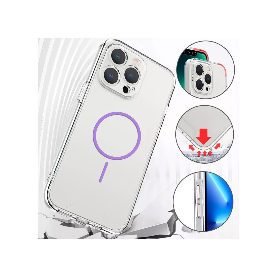 Coque de protection renforcée transparente magsafe pour iPhone