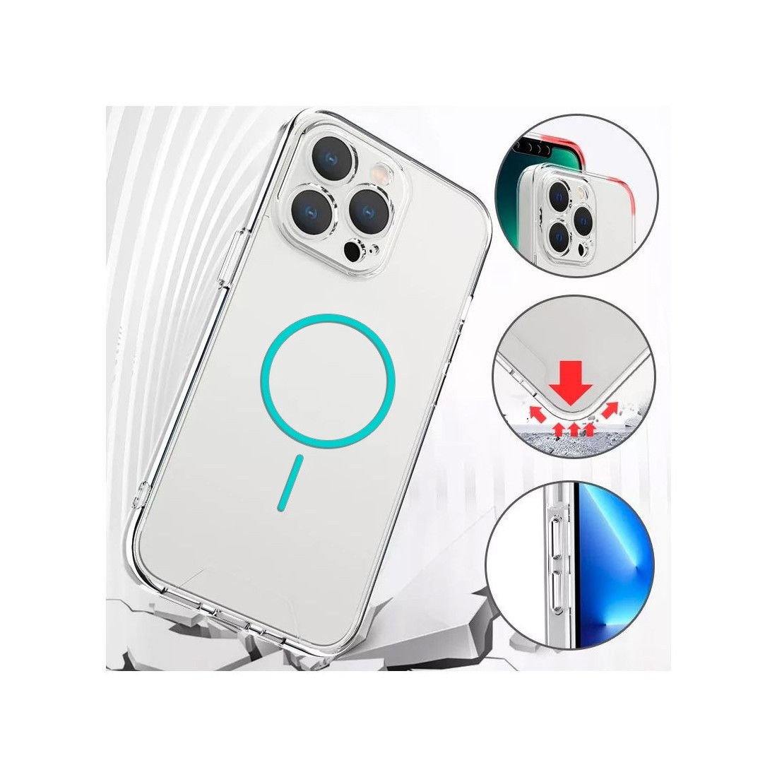Coque de protection renforcée transparente magsafe pour iPhone