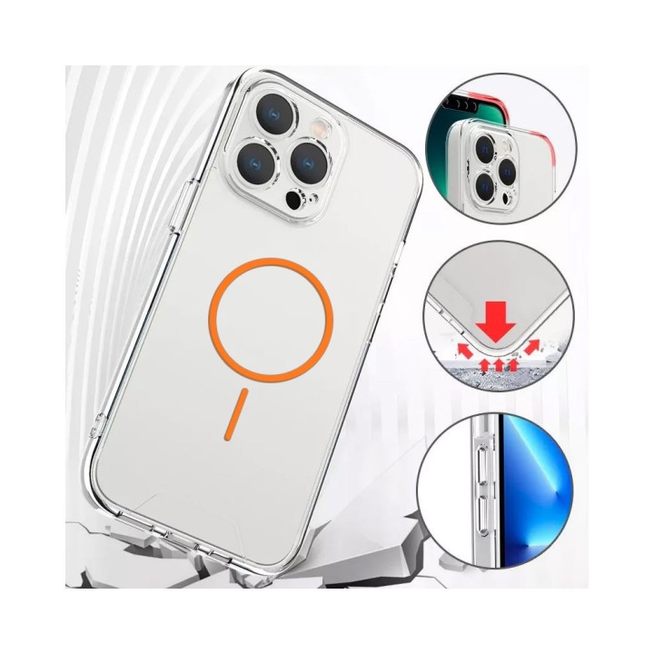 Coque de protection renforcée transparente magsafe pour iPhone