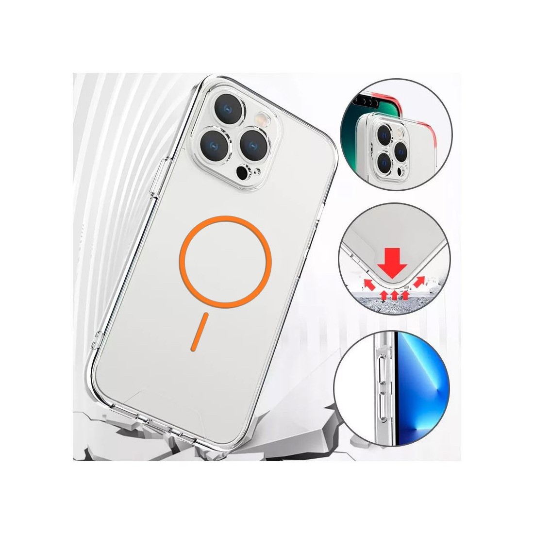 Coque de protection renforcée transparente magsafe pour iPhone