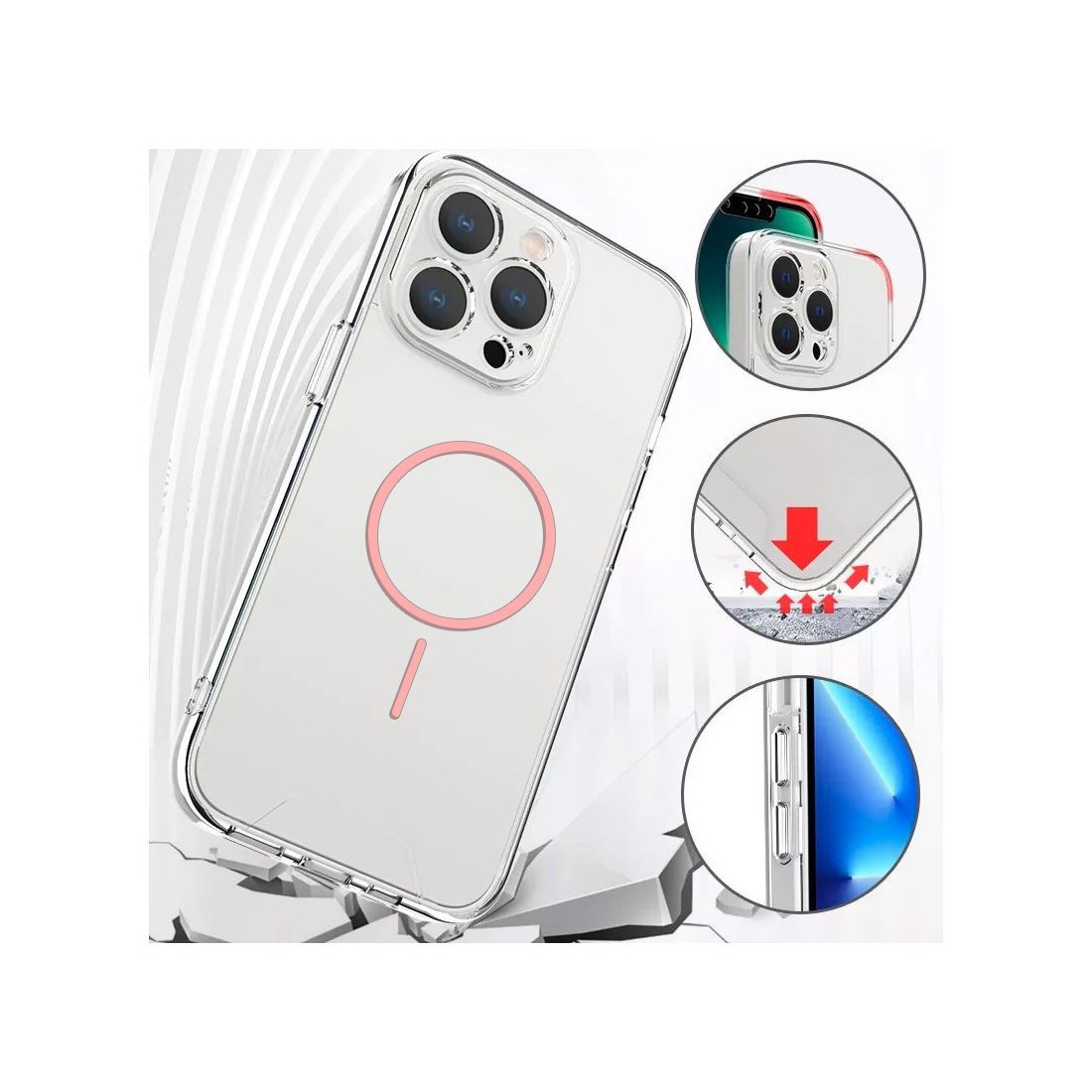 Coque de protection renforcée transparente magsafe pour iPhone