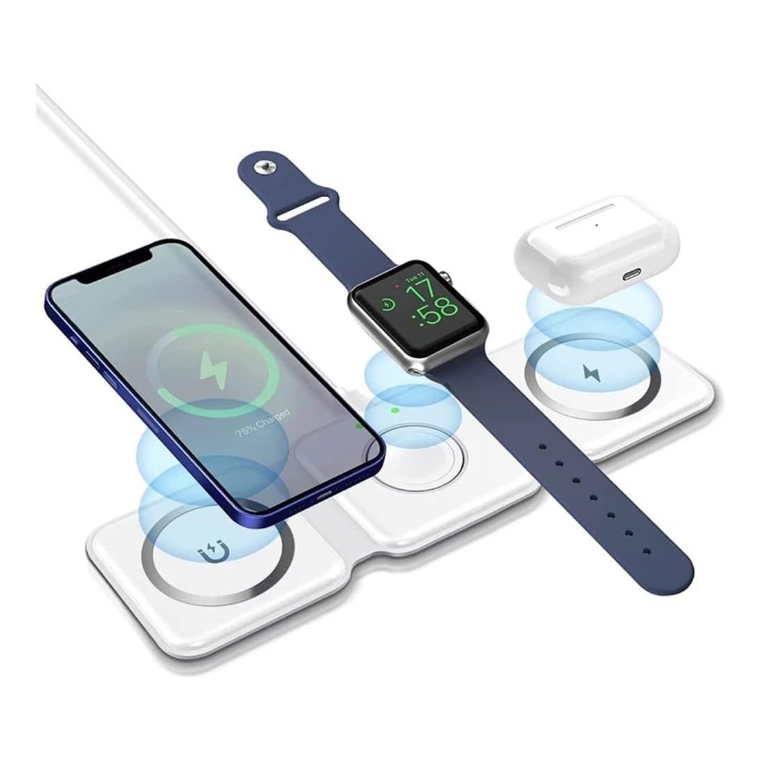 Chargeur sans fil 3 en 1 15W magsafe pour smartphone / Airpods et Apple watch