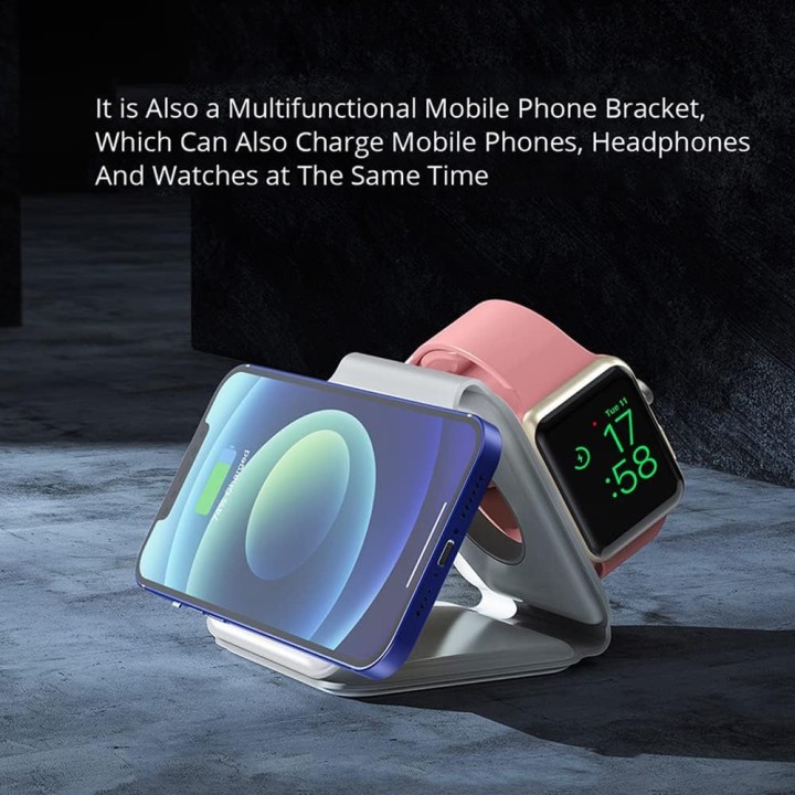 Chargeur sans fil 3 en 1 15W magsafe pour smartphone / Airpods et Apple watch