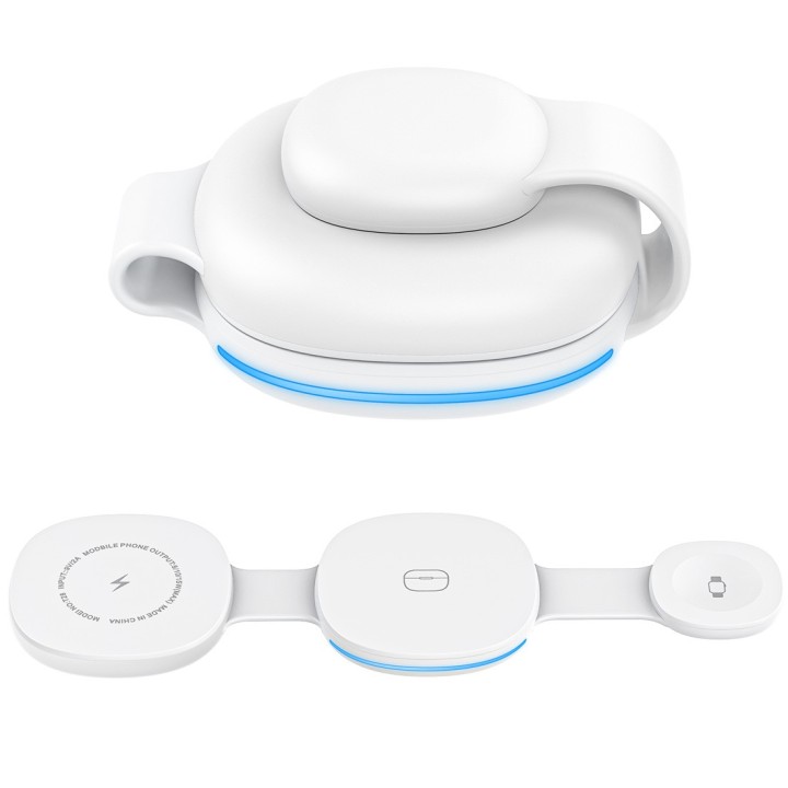Chargeur sans fil 3en1 compact 15W - Blanc