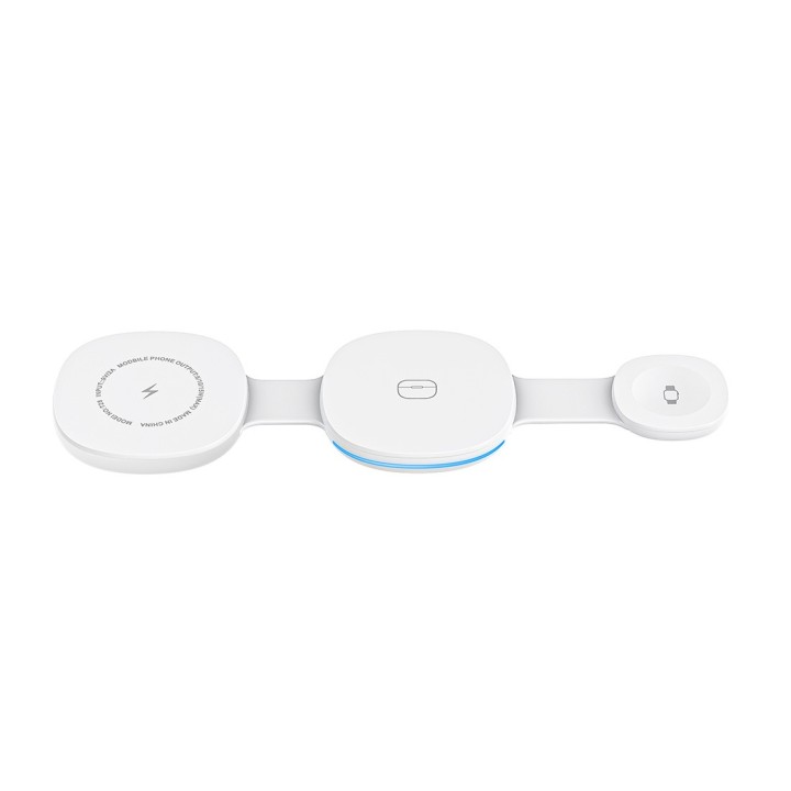 Chargeur sans fil 3en1 compact 15W - Blanc