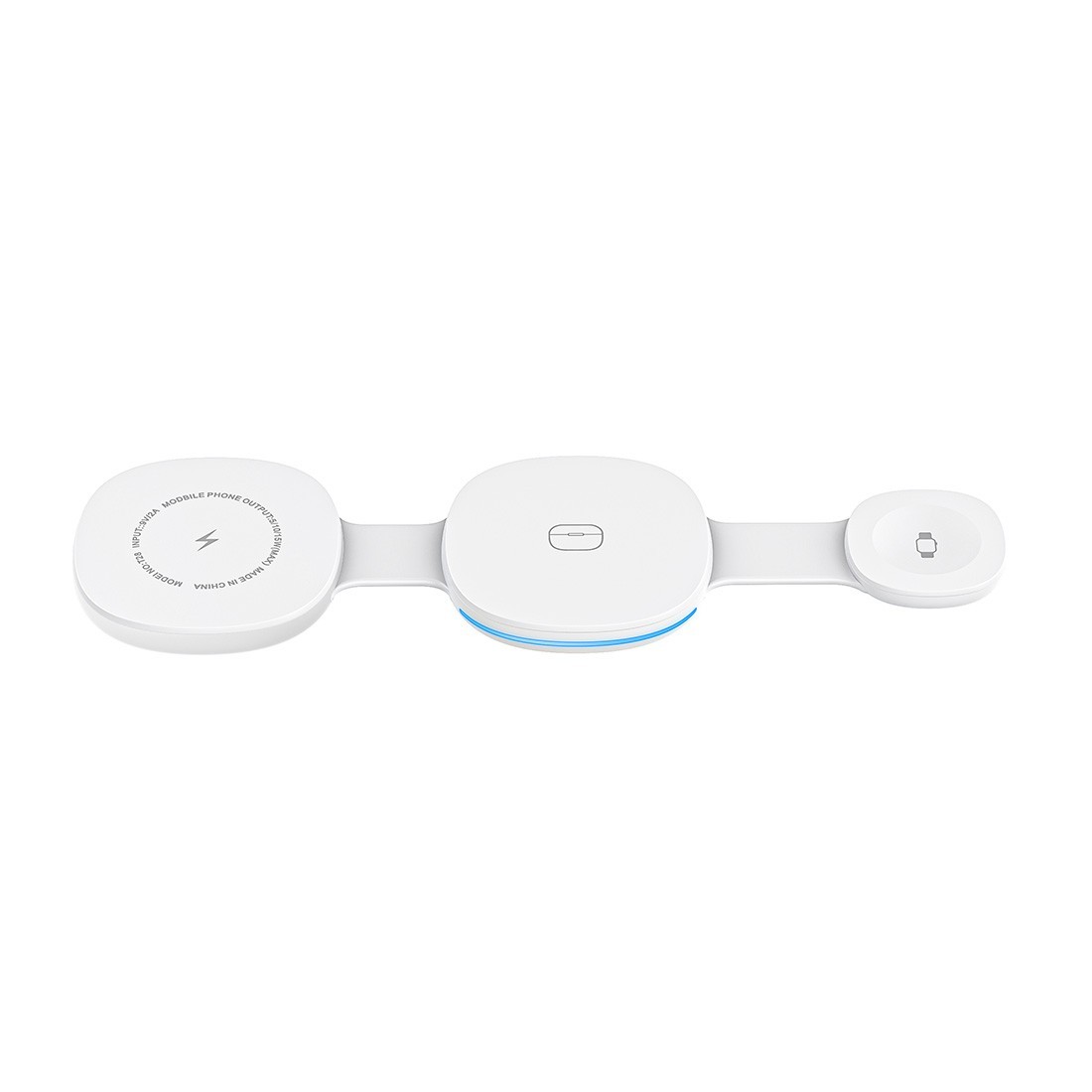 Chargeur sans fil 3en1 compact 15W - Blanc