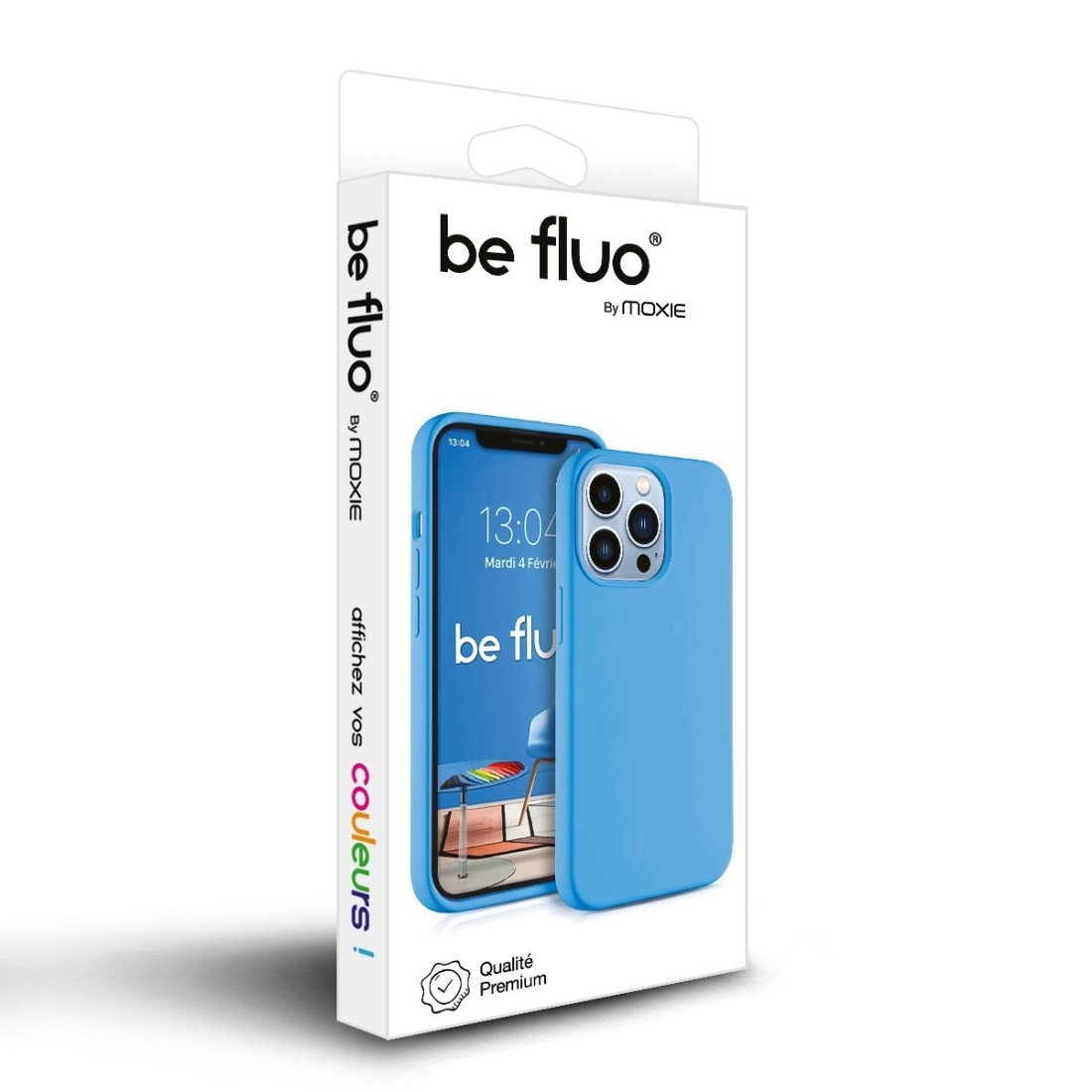 Coque Silicone Moxie BeFluo Fine et Légère pour iPhone - Bleu clair