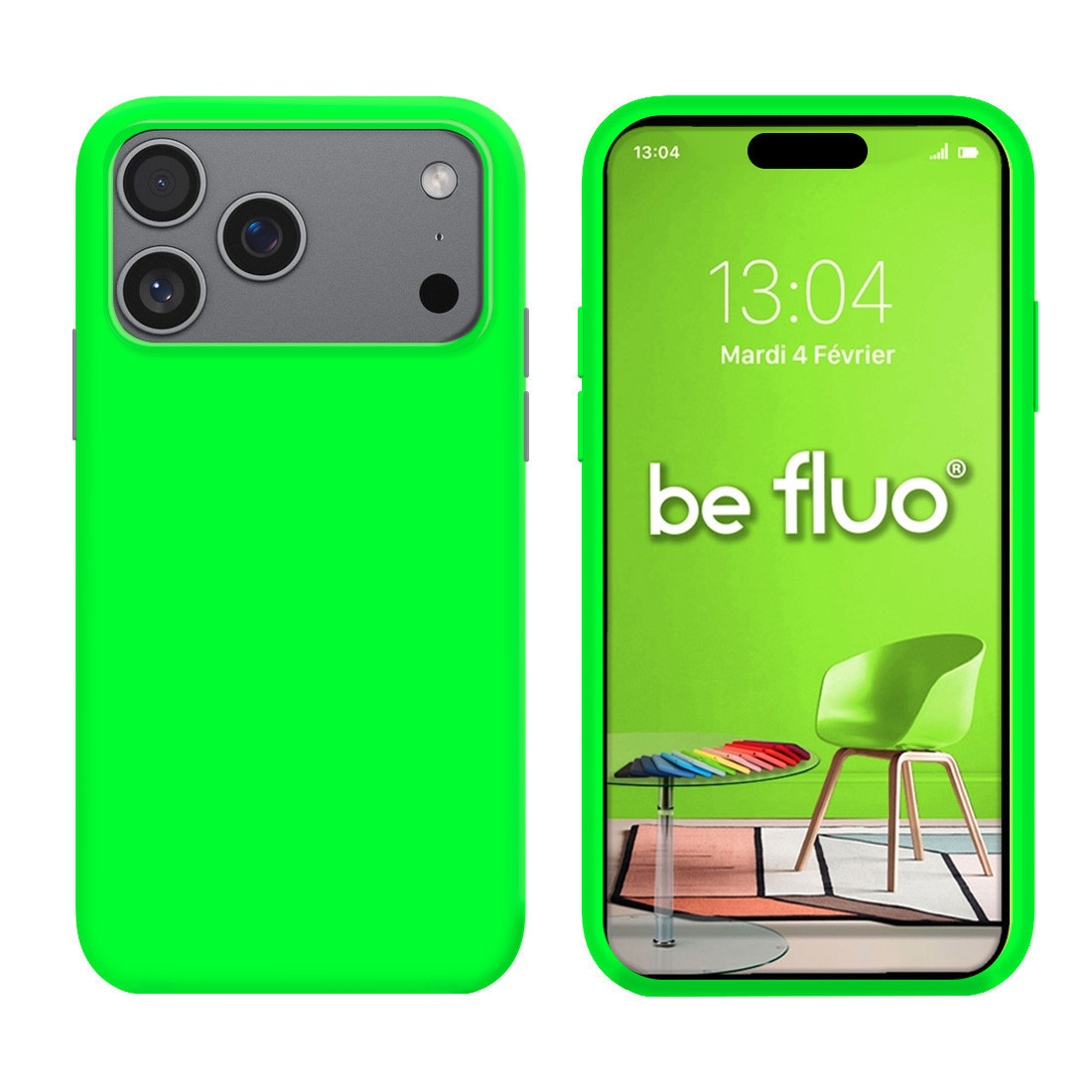 Coque Silicone Moxie BeFluo Fine et Légère pour iPhone - Vert fluo