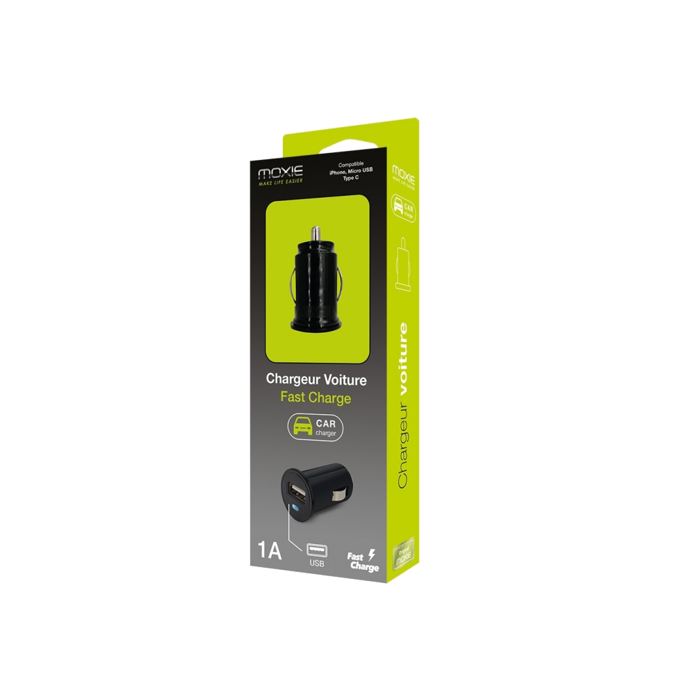 Chargeur voiture 10W allume-cigare 1xUSB-A + câble Micro USB- SBS