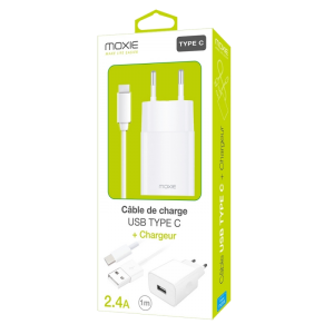 Pack chargeur secteur 2.4A + 1 câble Type-C