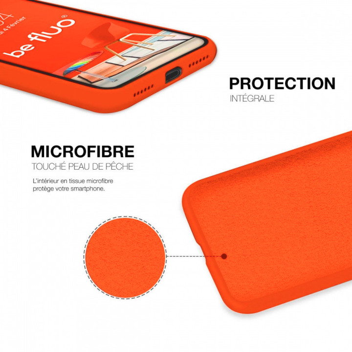 Coque Silicone Moxie BeFluo Fine et Légère pour iPhone , Intérieur Microfibre - Orange Sunset