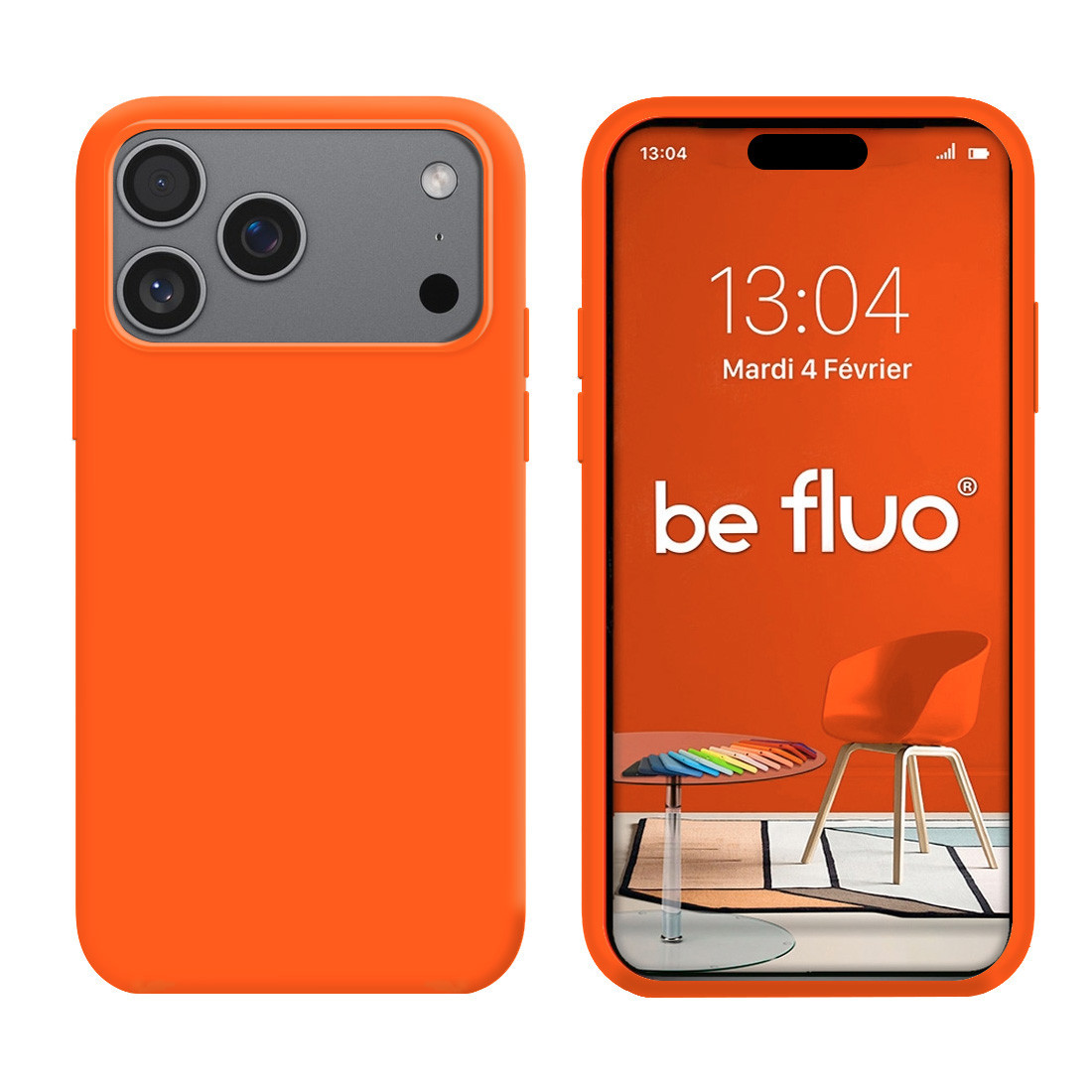 Coque Silicone Moxie BeFluo Fine et Légère pour iPhone , Intérieur Microfibre - Orange Sunset