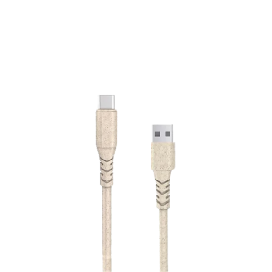 Cable data USB / Type C Green energy 1.2M en plastique recyclé Blanc