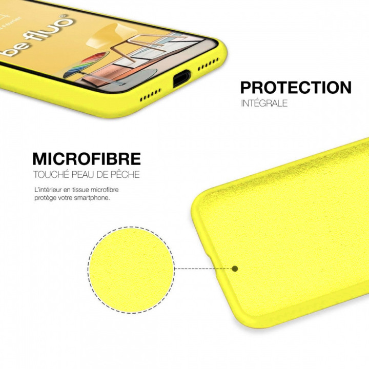 Coque Silicone Moxie BeFluo Fine et Légère pour iPhone - Jaune fluo
