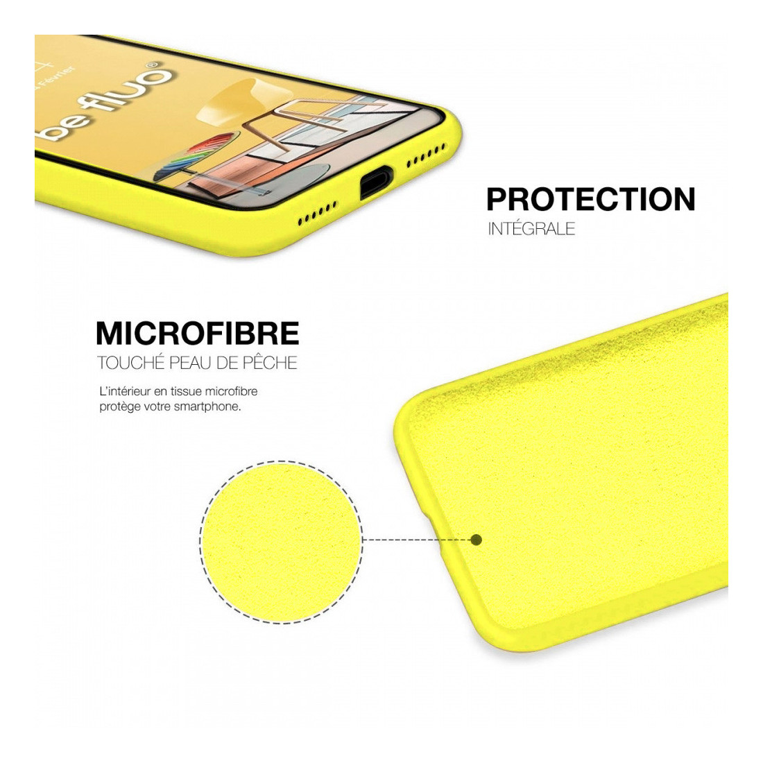 Coque Silicone Moxie BeFluo Fine et Légère pour iPhone - Jaune fluo