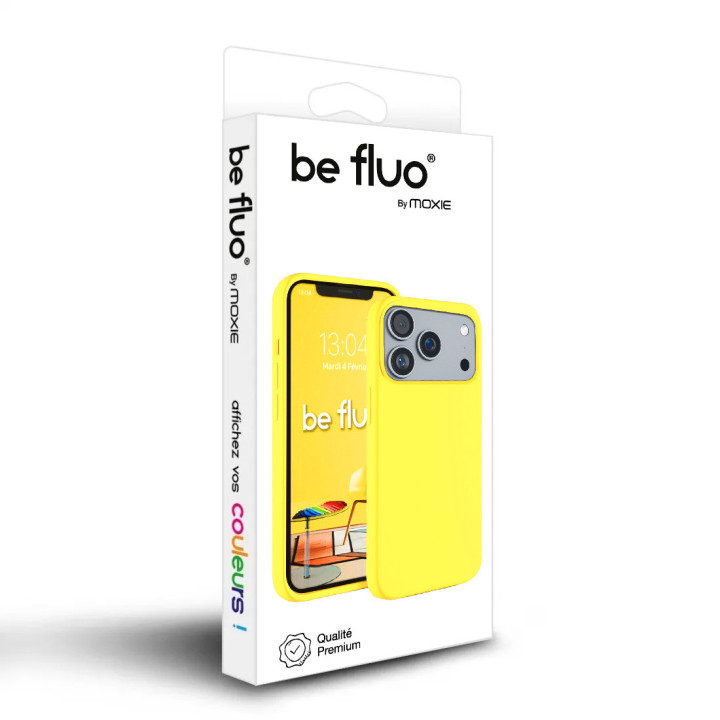 Coque Silicone Moxie BeFluo Fine et Légère pour iPhone - Jaune fluo
