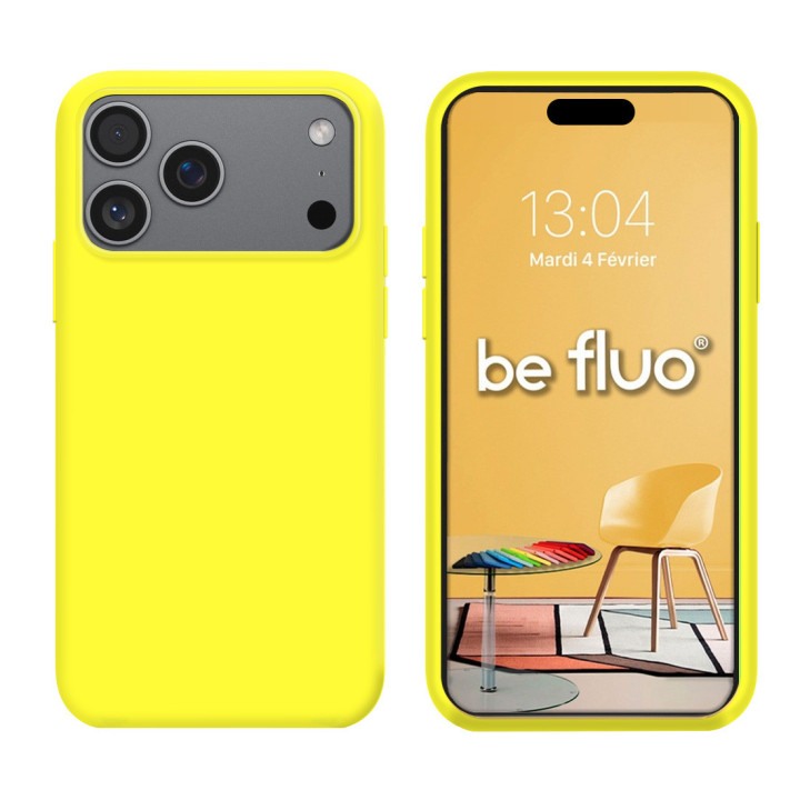 Coque Silicone Moxie BeFluo Fine et Légère pour iPhone - Jaune fluo