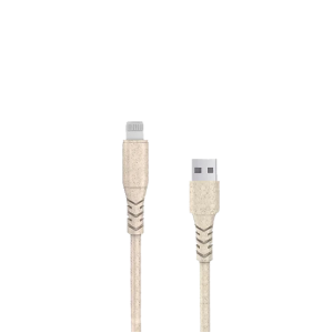 Cable data Lightning Green energy 1.2M en plastique recyclé Blanc