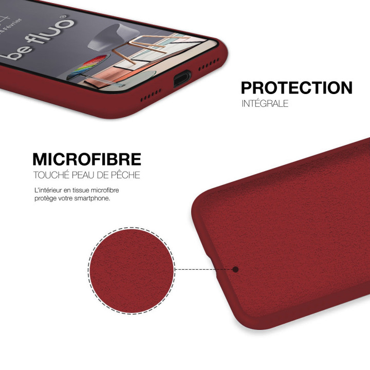 Coque Silicone Moxie BeFluo Fine et Légère pour iPhone - Dark cherry