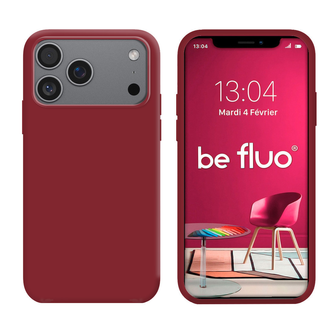 Coque Silicone Moxie BeFluo Fine et Légère pour iPhone - Dark cherry