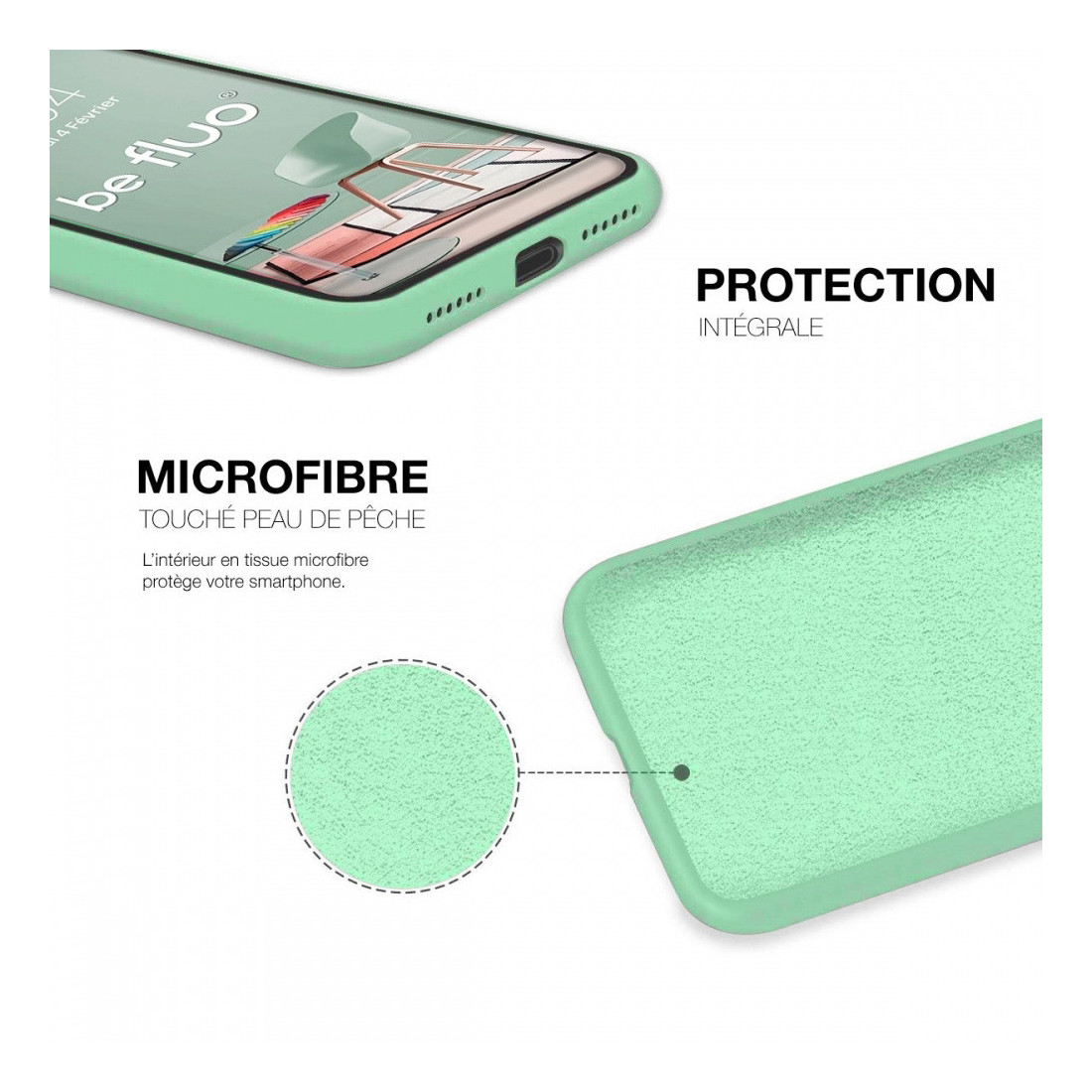 Coque Silicone Moxie BeFluo Fine et Légère pour iPhone - Menthe poivrée