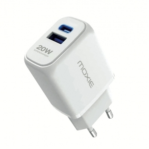 Chargeur Secteur 20W  Fast charge Power Delivery - 1 sortie Type-C / 1 sortie USB-A - Sous packaging