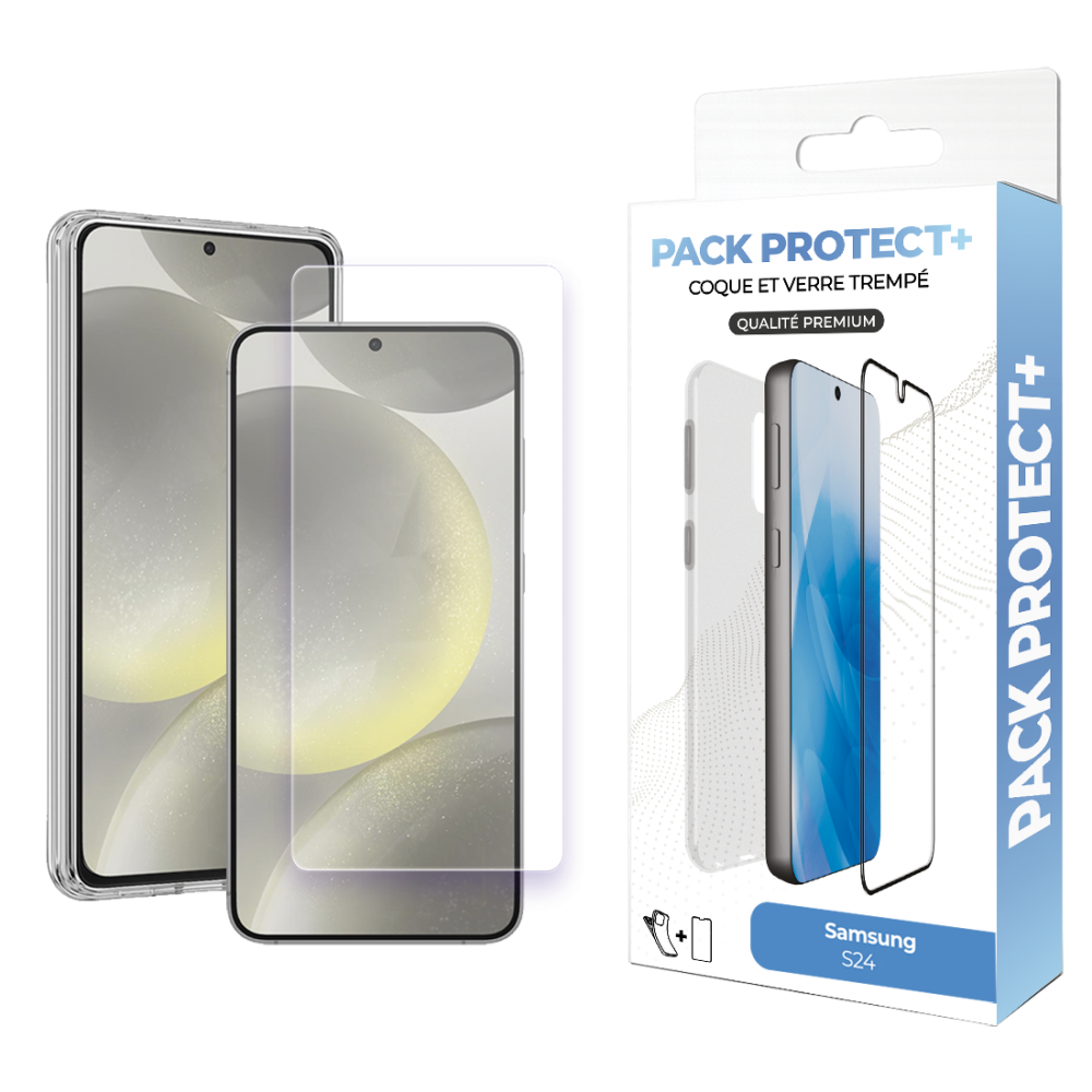 Pack de protection pour Samsung Galaxy S24- Coque de protection + verre de protection