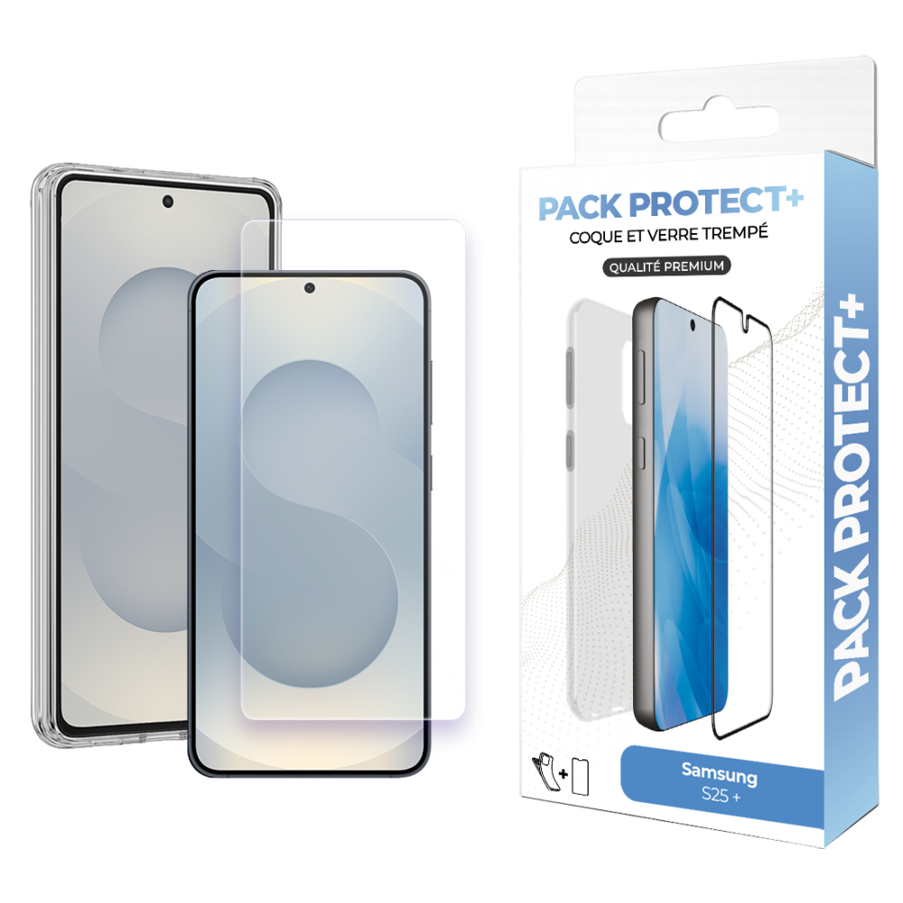 Pack de protection pour Samsung Galaxy S25+ - Coque de protection + verre de protection