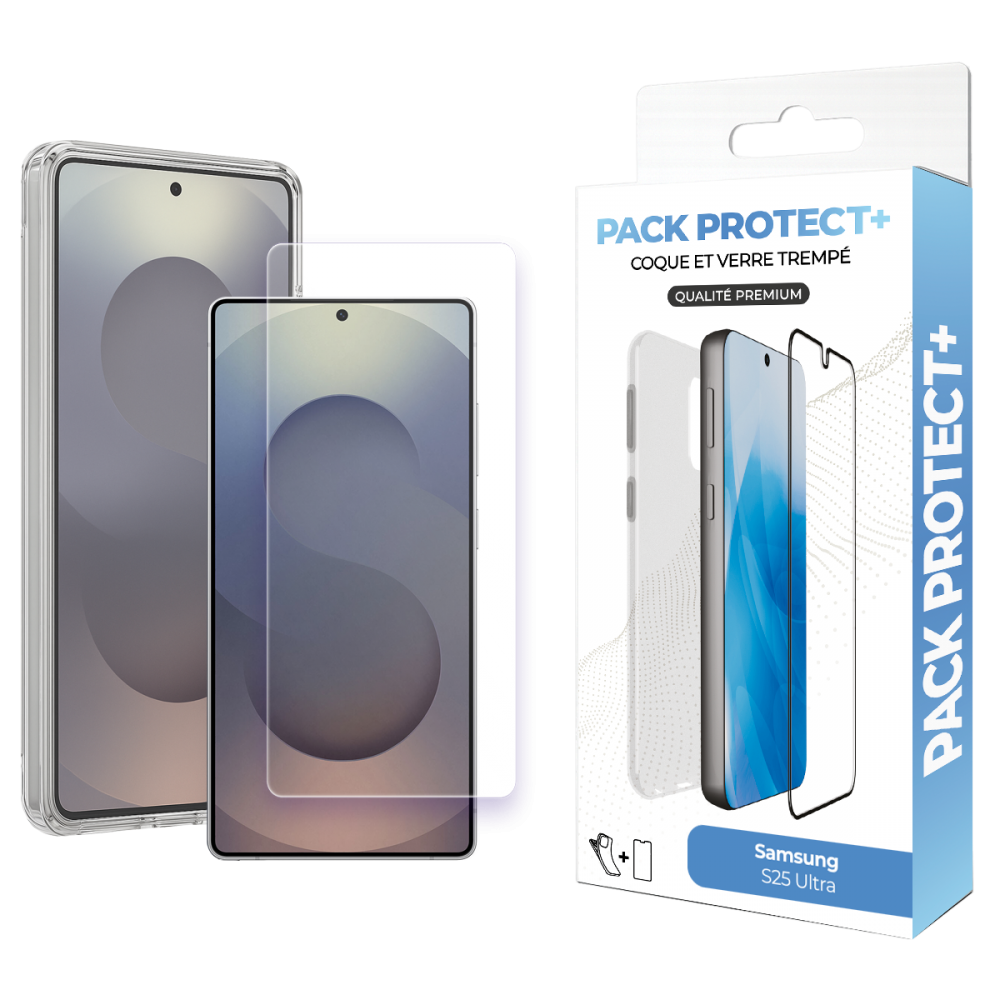 Pack de protection pour Samsung Galaxy S25 Ultra - Coque de protection + verre de protection