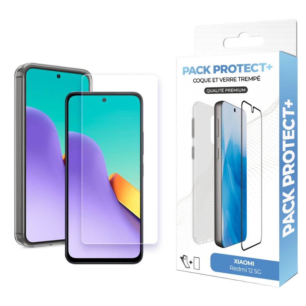Pack de protection pour Xiaomi Redmi 12 5G - Coque de protection + verre de protection