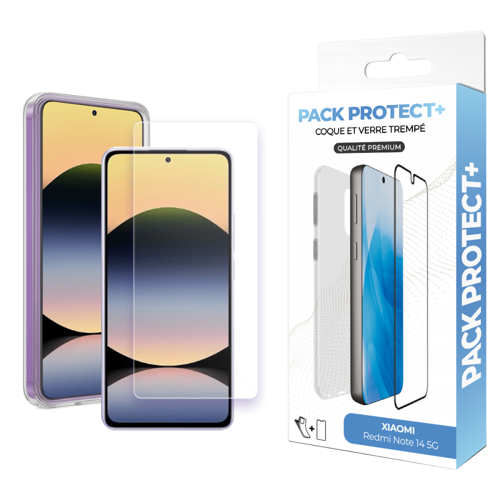 Pack de protection pour Xiaomi Redmi Note 14 5G - Coque de protection + verre de protection