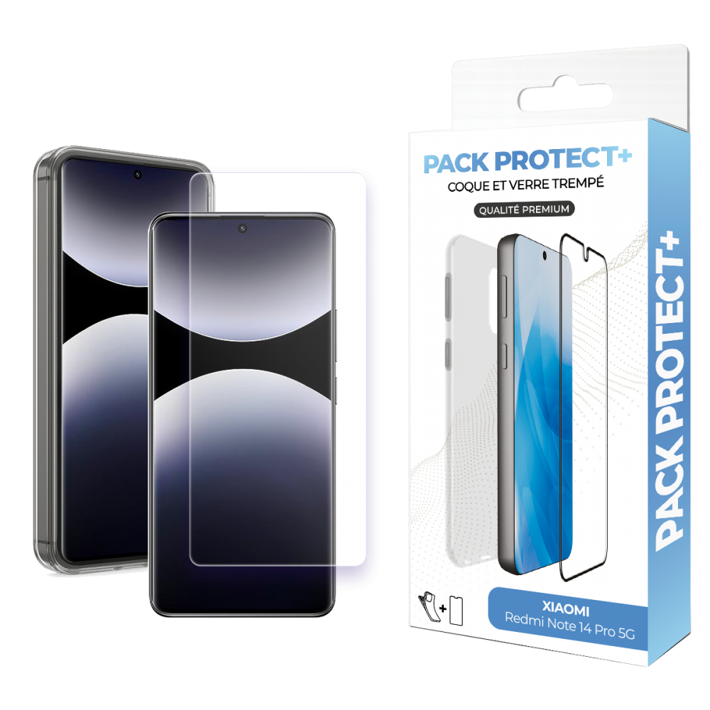 Pack de protection pour Xiaomi Redmi Note 14 Pro 5G - Coque de protection + verre de protection