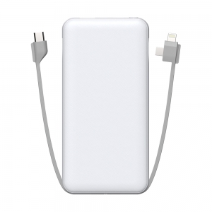 Powerbank 10000mAh x1 Micro-USB / Lightning, x1 USB Type-C- Blanc