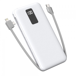 Powerbank 10000mAh Moxie PowerTrio x1 Micro-USB / Lightning, x1 USB Type-C- Blanc