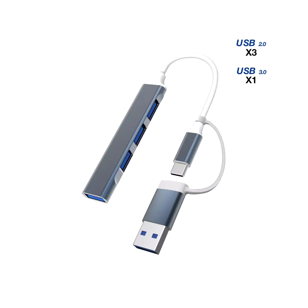 Hub USB-C/USB-A avec 3 ports USB 2.0 + 1 port USB 3.0